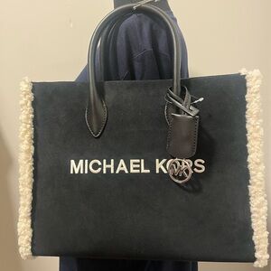 NWT Michael Kors Mirella Medium Suede and Shearling Tote